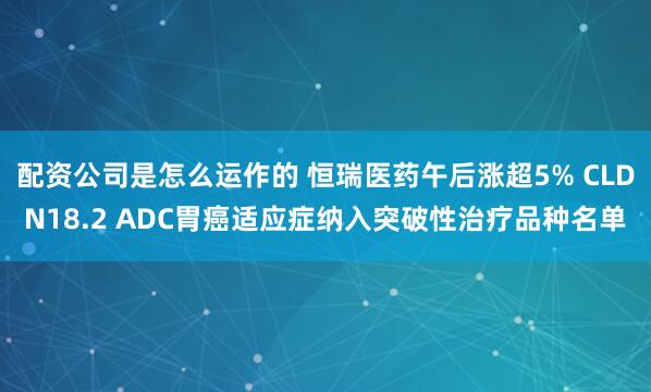 配资公司是怎么运作的 恒瑞医药午后涨超5% CLDN18.2 ADC胃癌适应症纳入突破性治疗品种名单